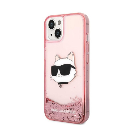 Karl Lagerfeld Liquid Glitter NFT Choupette Head - Coque iPhone 14 (rose)