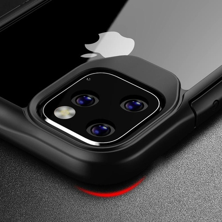 Crong Hybrid Clear Cover - Zestaw etui iPhone 11 Pro (czarny) + szkło hybrydowe 9H