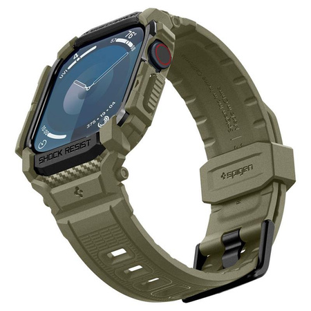 Spigen Rugged Armor Pro - Řemínek s pouzdrem pro Apple Watch 10 46 mm (Vintage Khaki)