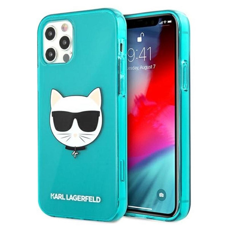 Karl Lagerfeld Choupette Head - iPhone 12 / iPhone 12 Pro Tasche (fluo blau)