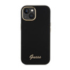Pouzdro Guess Silicone Script Metal Logo & Frame - iPhone 15 (černé)