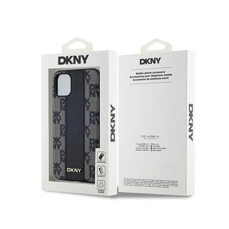 DKNY Leather Checkered Mono Pattern MagSafe - Hülle für iPhone 11 (Schwarz)